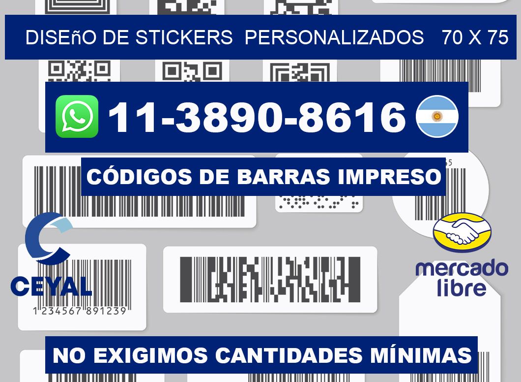diseño de stickers  personalizados   70 x 75