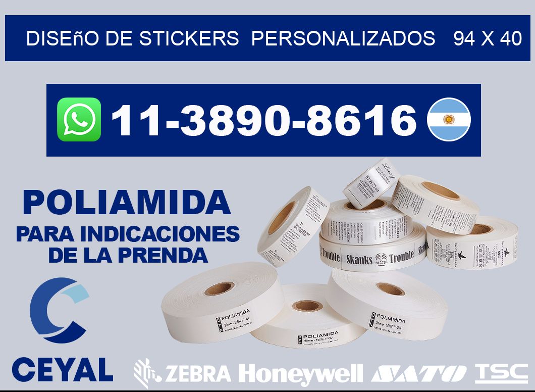 diseño de stickers  personalizados   94 x 40