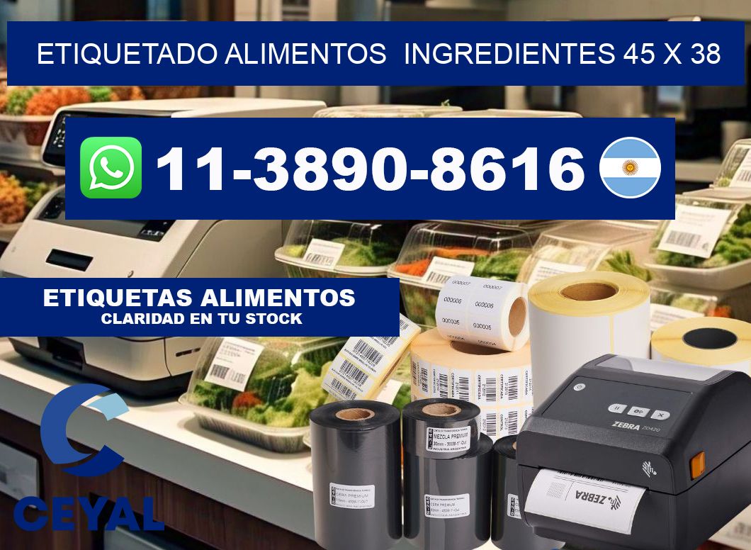 etiquetado alimentos Ingredientes 45 x 38