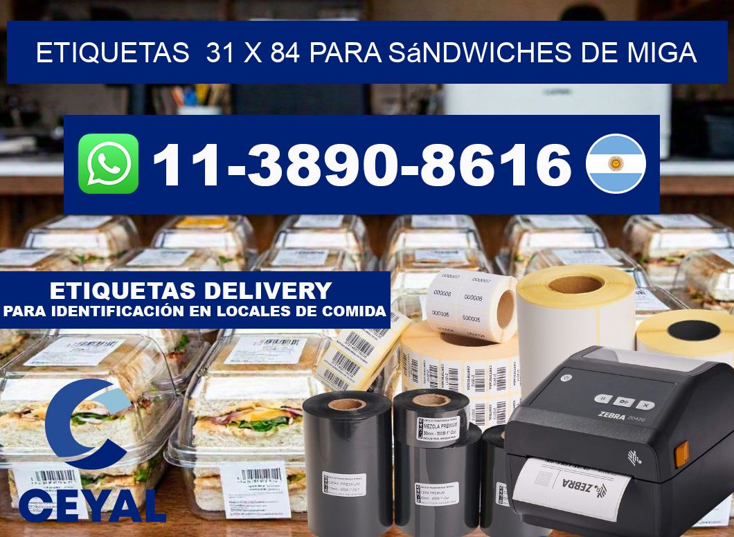 etiquetas  31 x 84 para Sándwiches de miga