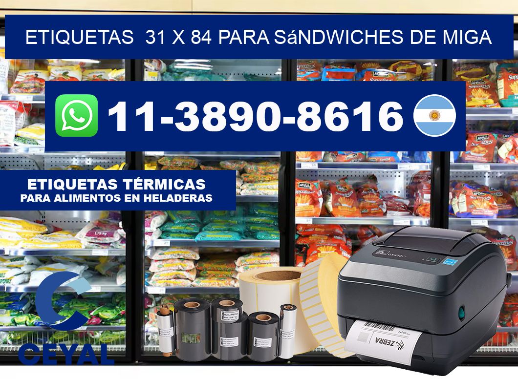 etiquetas  31 x 84 para Sándwiches de miga