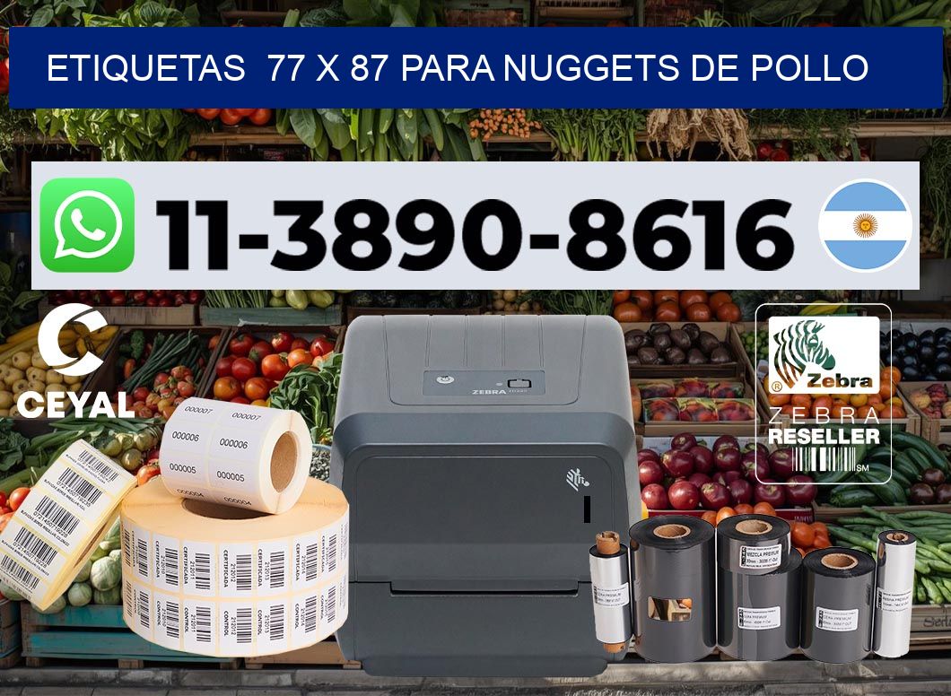etiquetas  77 x 87 para Nuggets de pollo