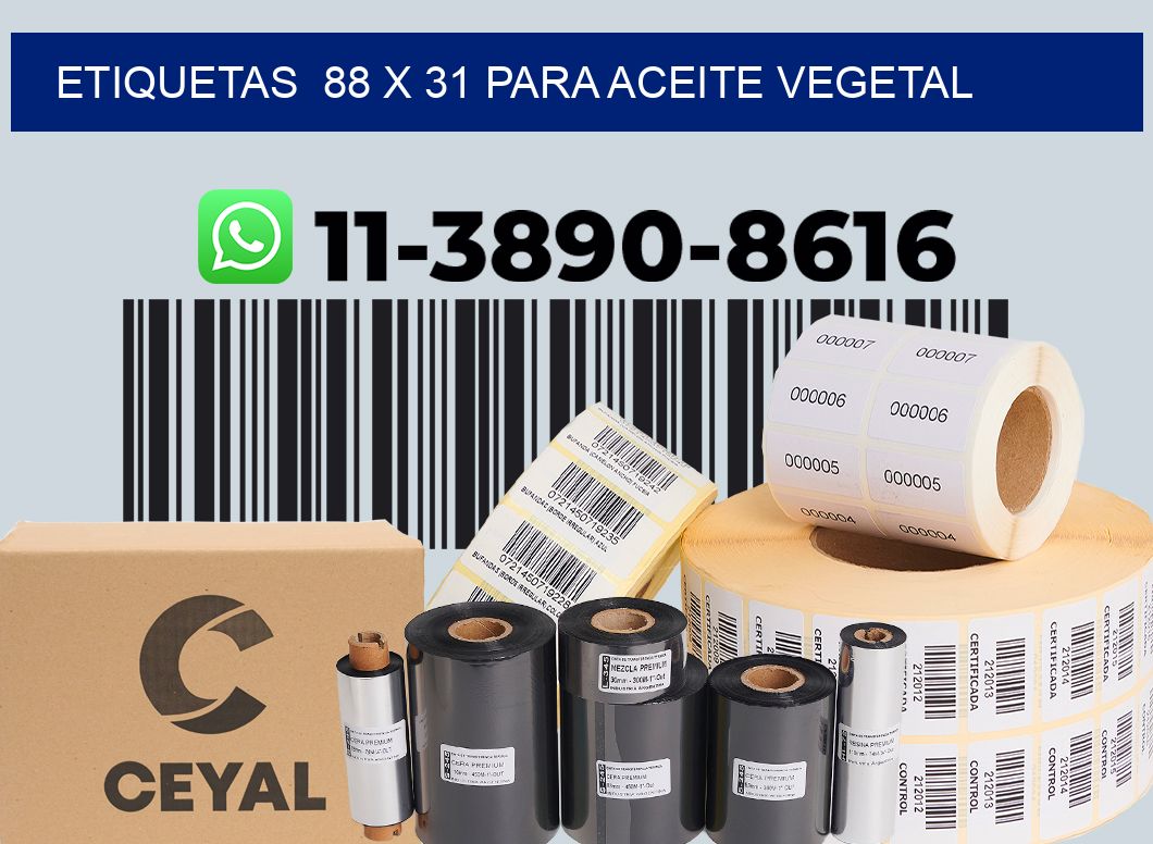 etiquetas  88 x 31 para Aceite vegetal