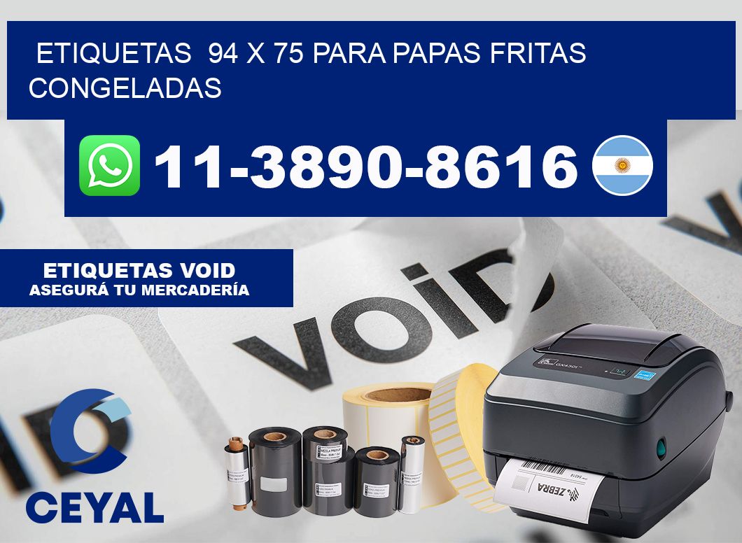 etiquetas  94 x 75 para Papas fritas congeladas