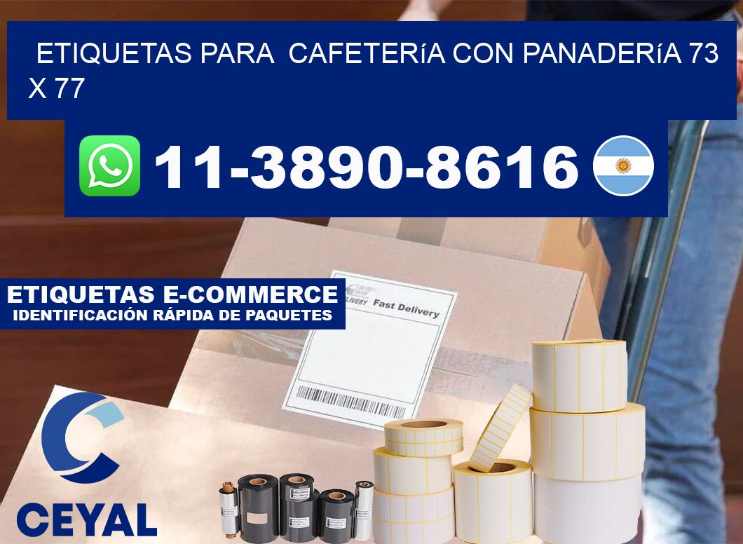 etiquetas para  Cafetería con panadería 73 x 77