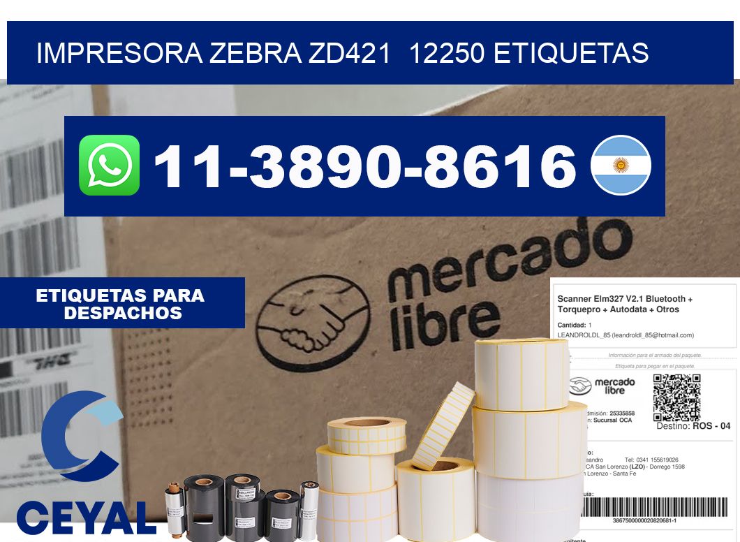 impresora zebra zd421  12250 etiquetas