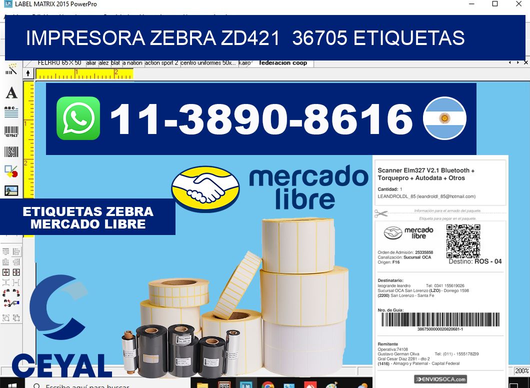 impresora zebra zd421  36705 etiquetas