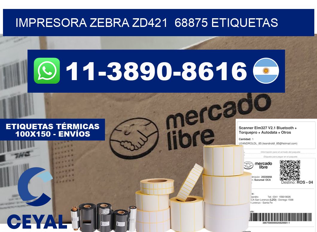 impresora zebra zd421  68875 etiquetas