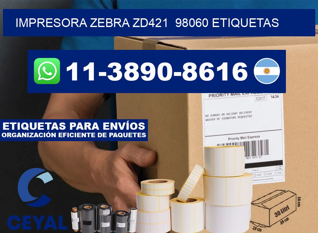 impresora zebra zd421  98060 etiquetas