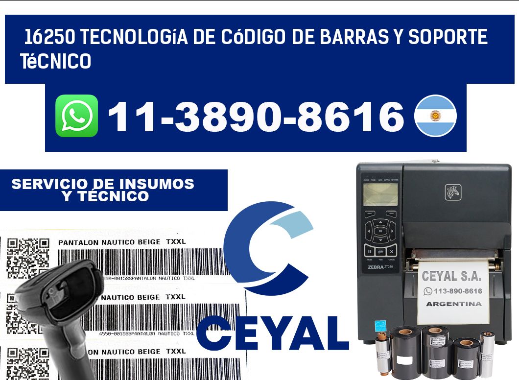 16250 Tecnología de Código de Barras y Soporte Técnico