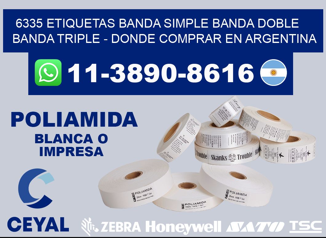 6335 etiquetas banda simple banda doble banda triple - Donde Comprar en Argentina