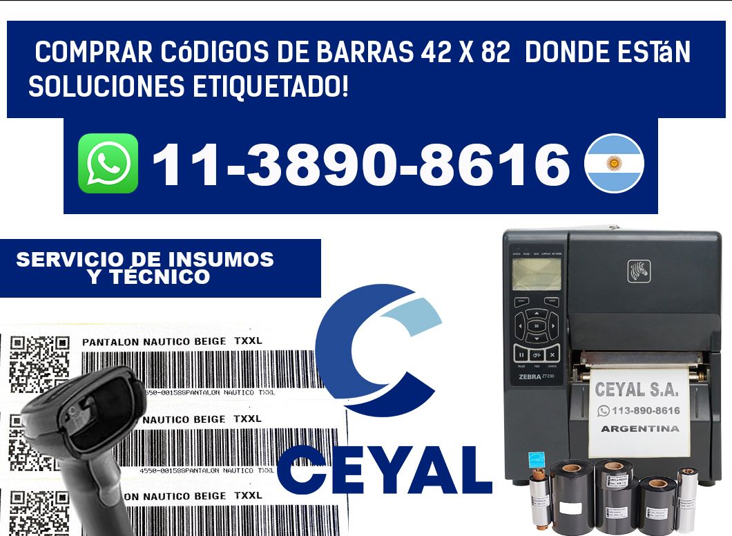 Comprar códigos de barras 42 x 82  donde están soluciones etiquetado!