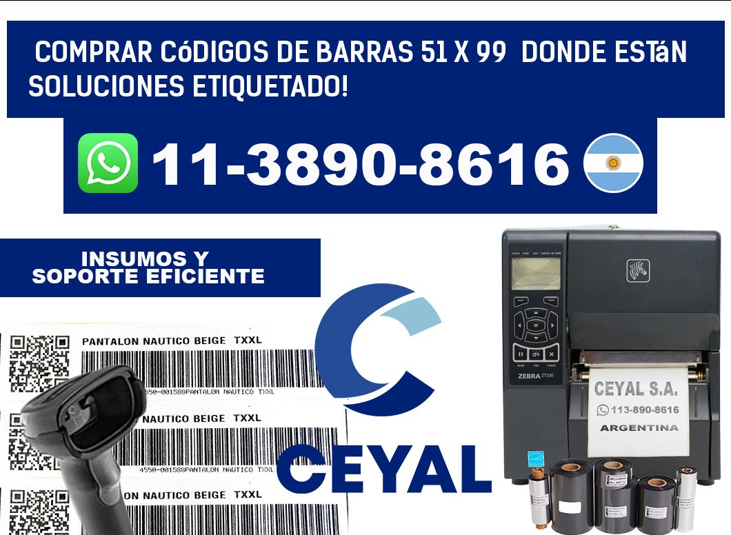 Comprar códigos de barras 51 x 99  donde están soluciones etiquetado!