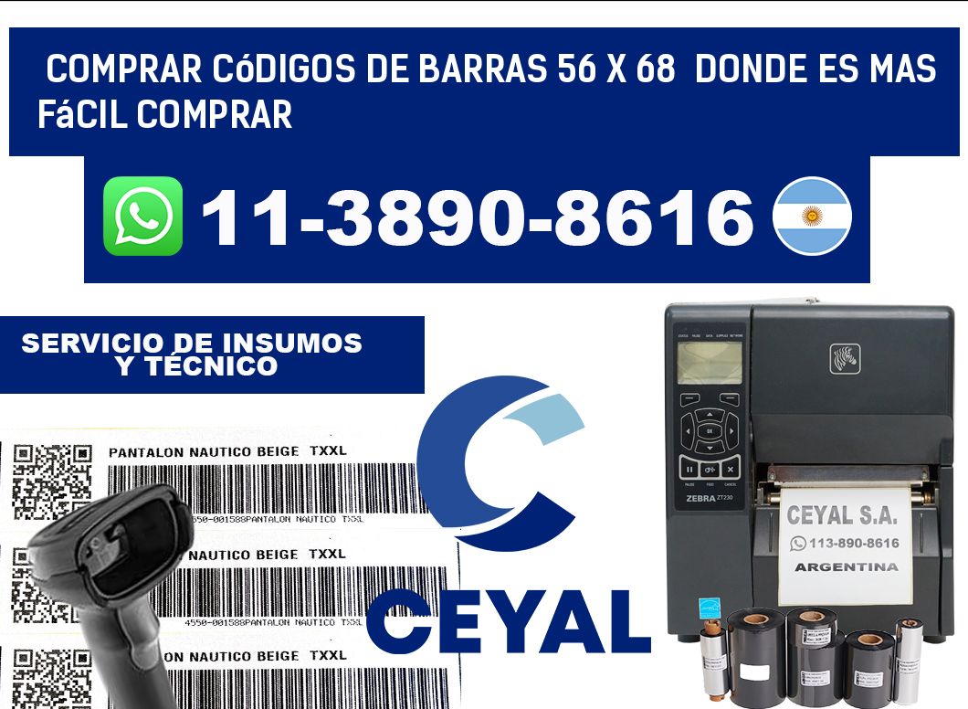 Comprar códigos de barras 56 x 68  Donde es mas fácil comprar