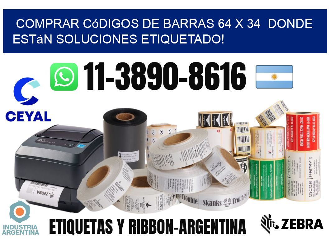 Comprar códigos de barras 64 x 34  donde están soluciones etiquetado!