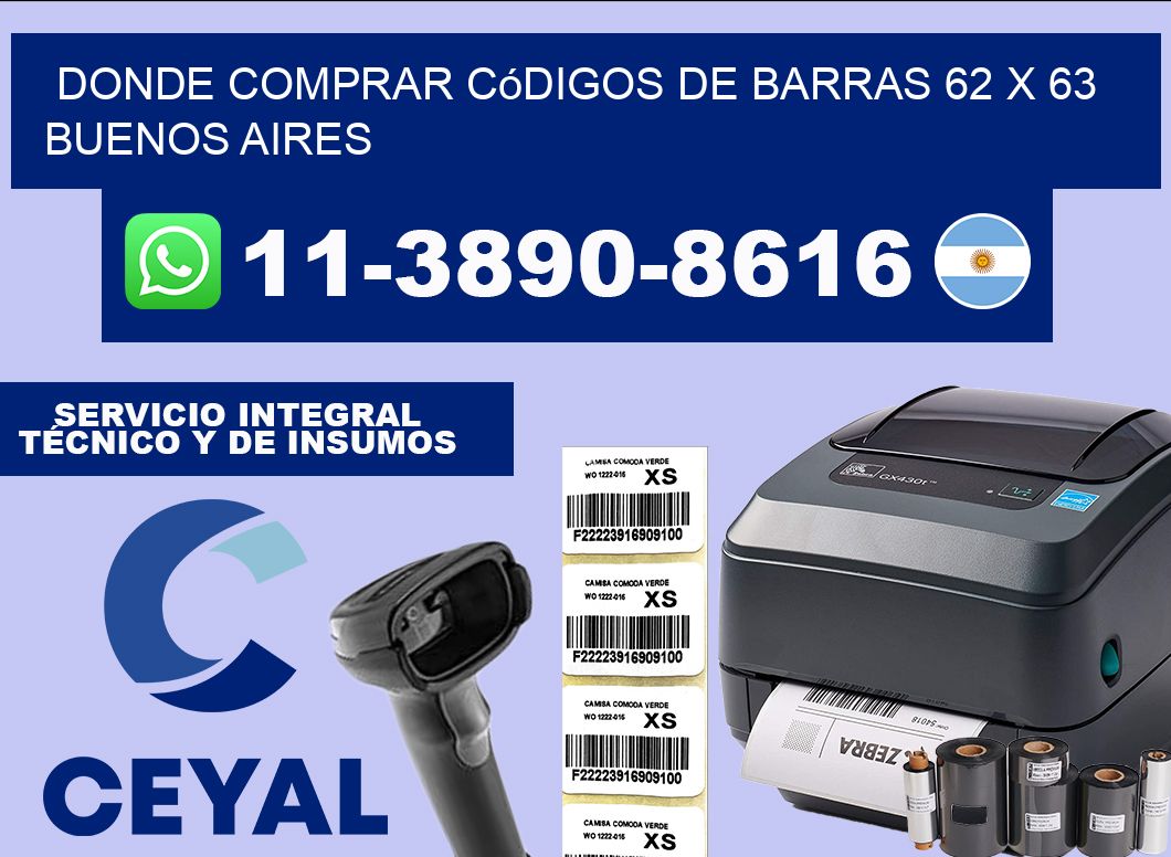 Donde Comprar códigos de barras 62 x 63  Buenos Aires