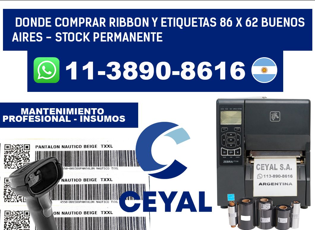 Donde Comprar ribbon y etiquetas 86 x 62 Buenos Aires - Stock permanente