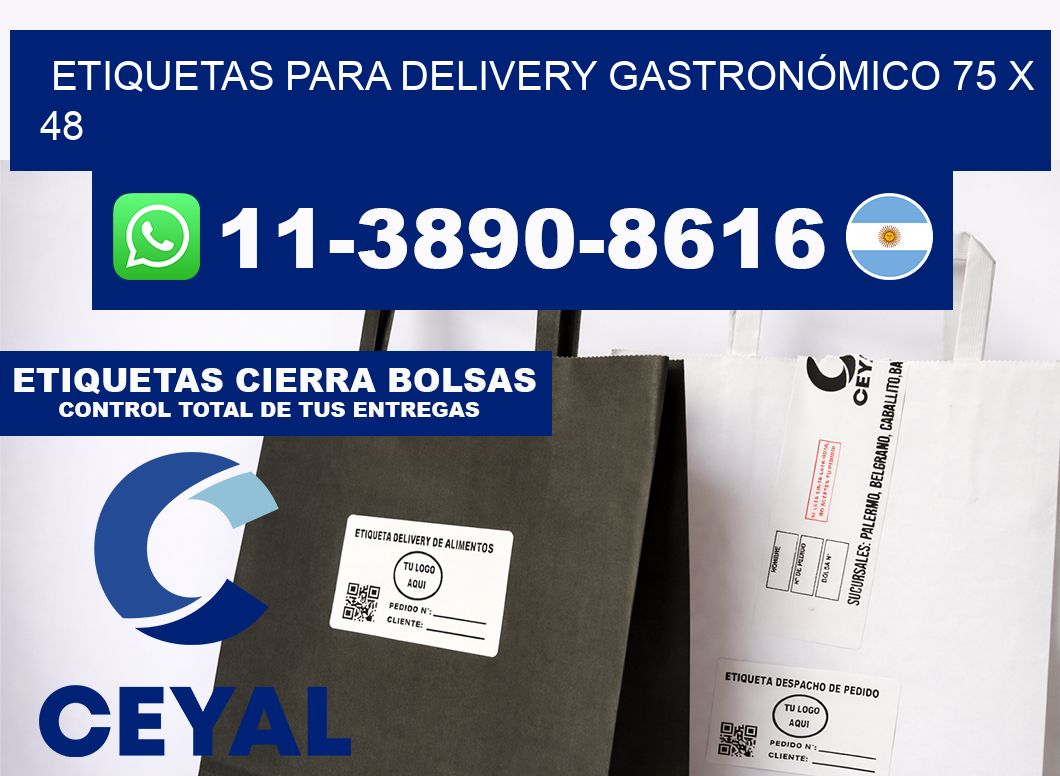 ETIQUETAS PARA DELIVERY GASTRONÓMICO 75 x 48