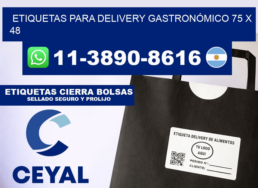 ETIQUETAS PARA DELIVERY GASTRONÓMICO 75 x 48