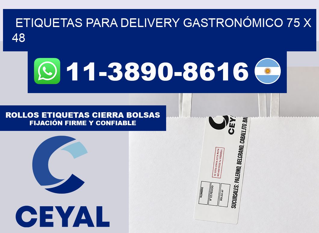 ETIQUETAS PARA DELIVERY GASTRONÓMICO 75 x 48