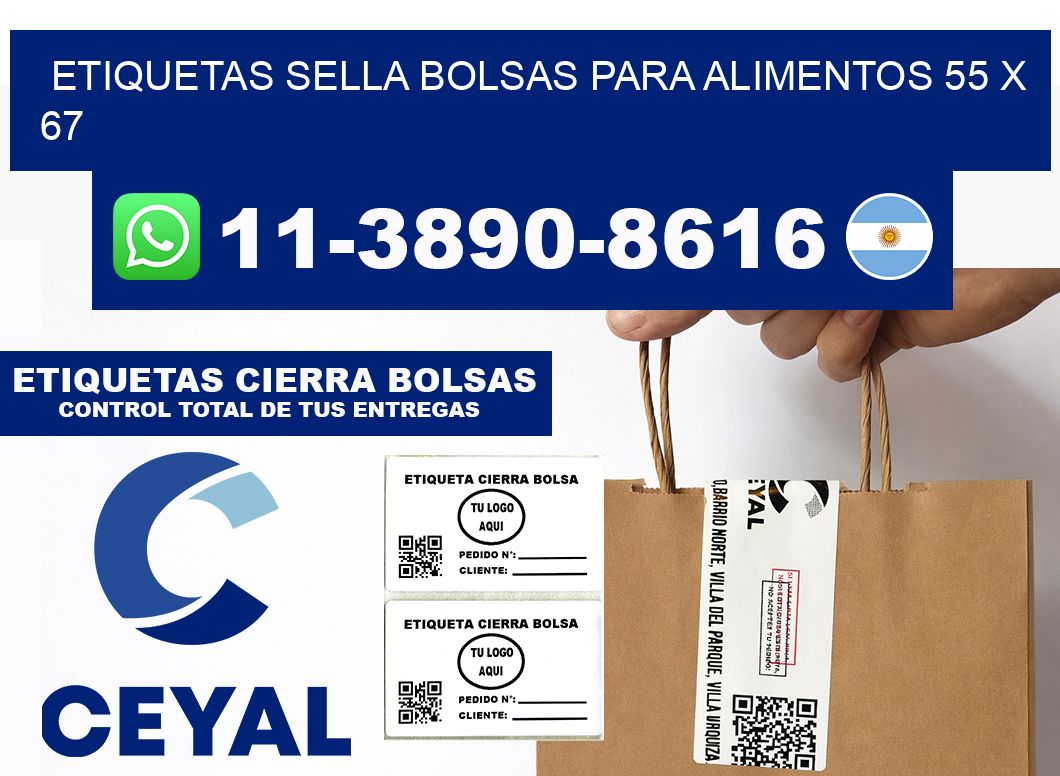 ETIQUETAS SELLA BOLSAS PARA ALIMENTOS 55 x 67