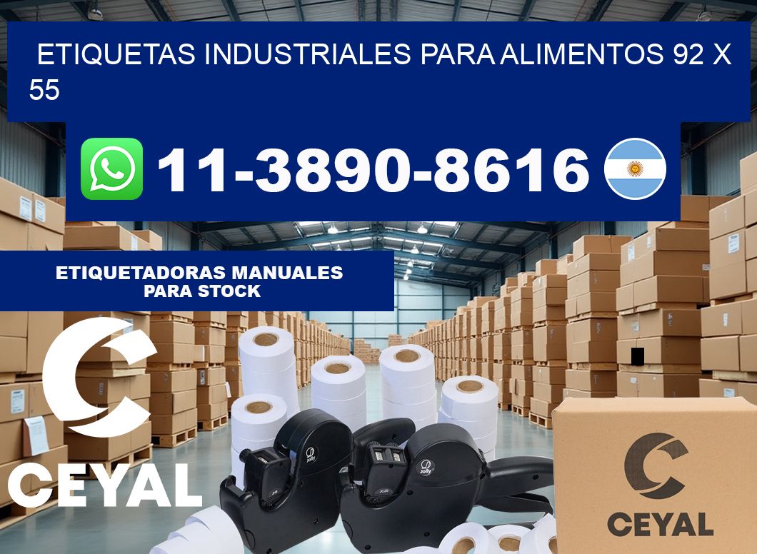 Etiquetas industriales para alimentos 92 x 55