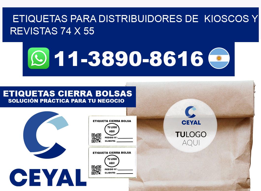 Etiquetas para distribuidores de kioscos y revistas 74 x 55