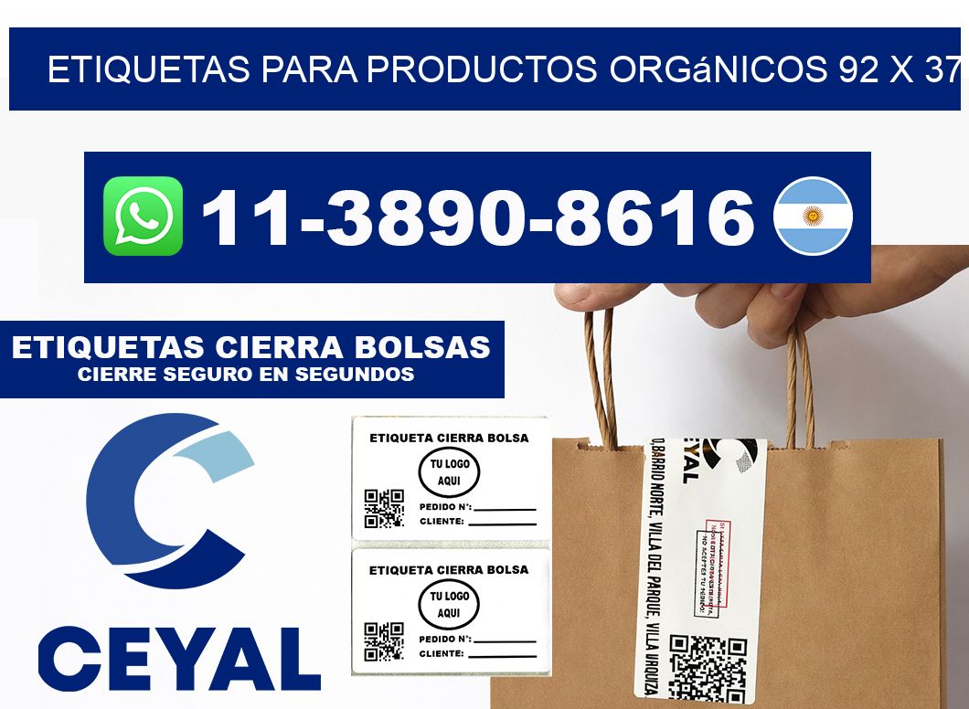 Etiquetas para productos orgánicos 92 x 37