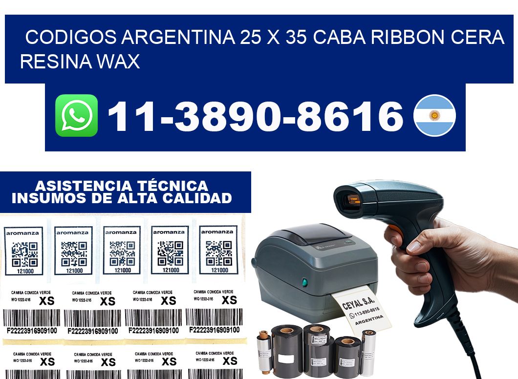 codigos Argentina 25 x 35 CABA Ribbon cera resina wax