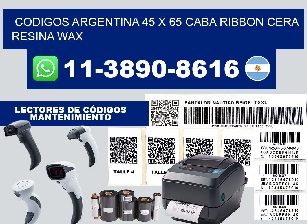 codigos Argentina 45 x 65 CABA Ribbon cera resina wax