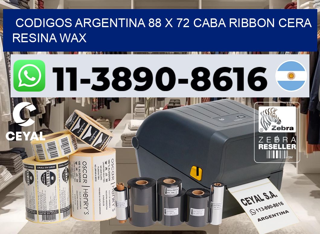 codigos Argentina 88 x 72 CABA Ribbon cera resina wax