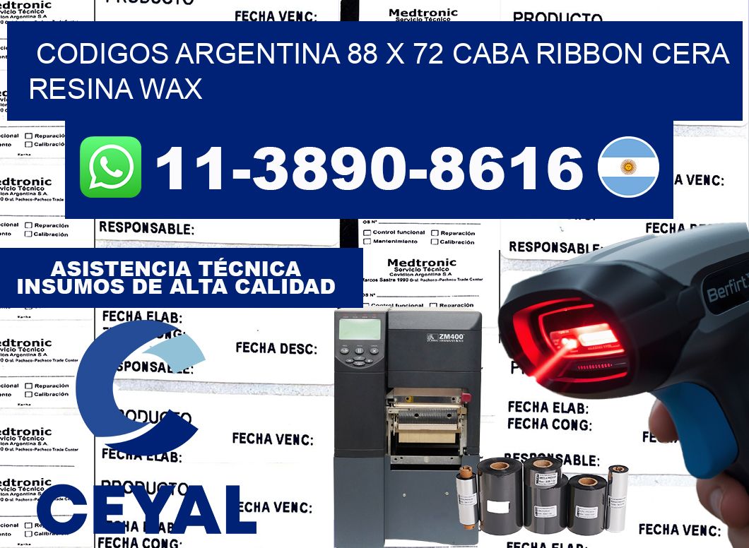 codigos Argentina 88 x 72 CABA Ribbon cera resina wax
