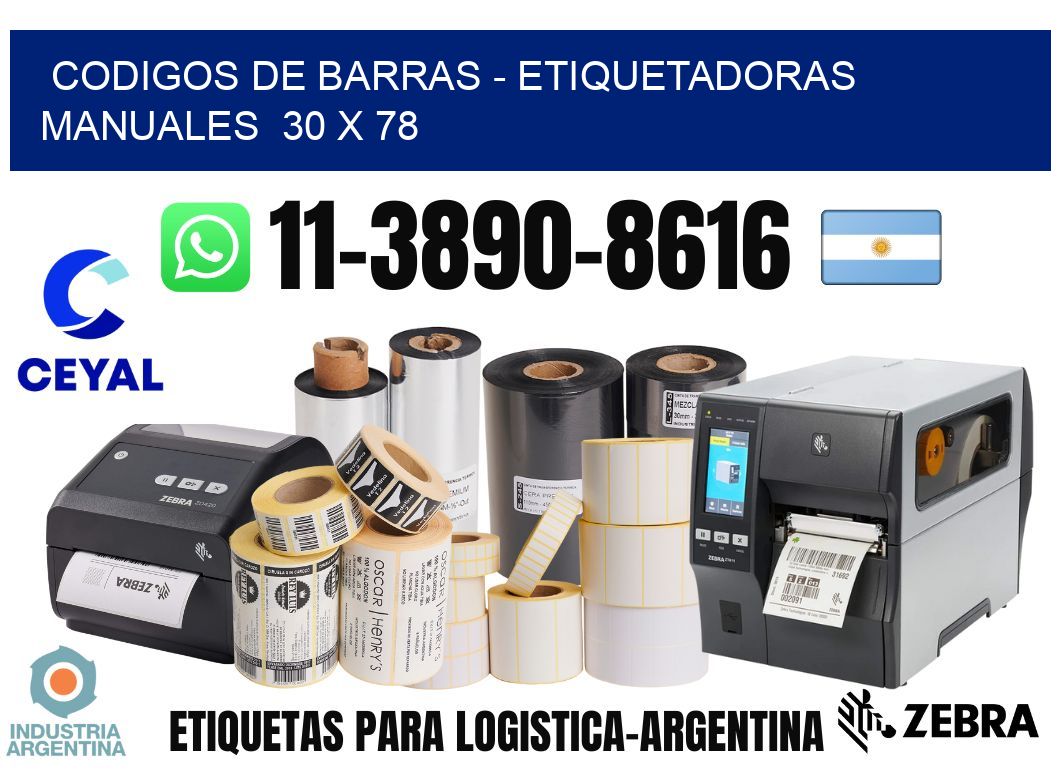 codigos de barras - Etiquetadoras Manuales  30 x 78