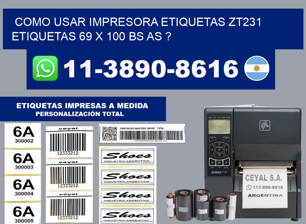 como usar impresora etiquetas zt231 etiquetas 69 x 100 BS AS ?