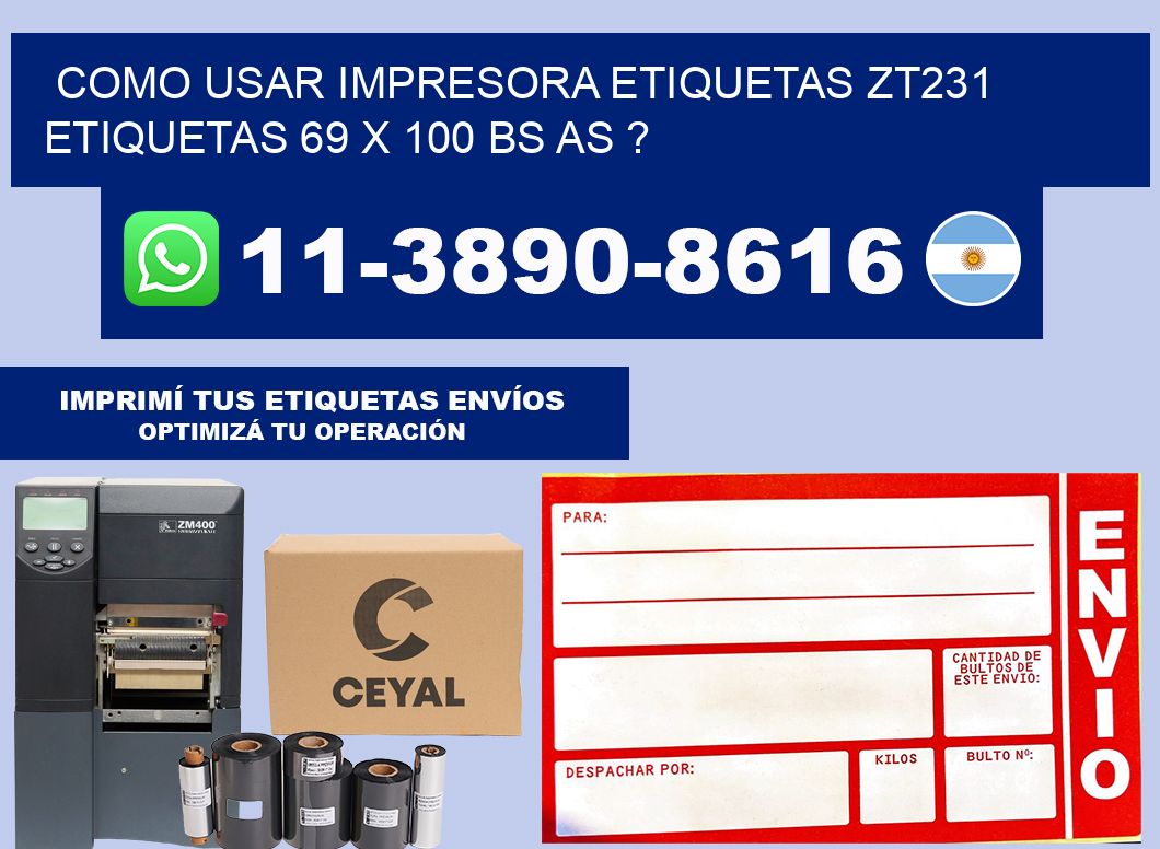 como usar impresora etiquetas zt231 etiquetas 69 x 100 BS AS ?