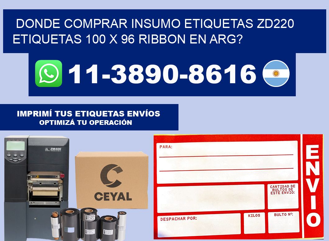 donde comprar insumo etiquetas zd220 etiquetas 100 x 96 ribbon en ARG?