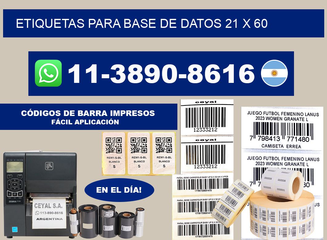 etiquetas para base de datos 21 x 60