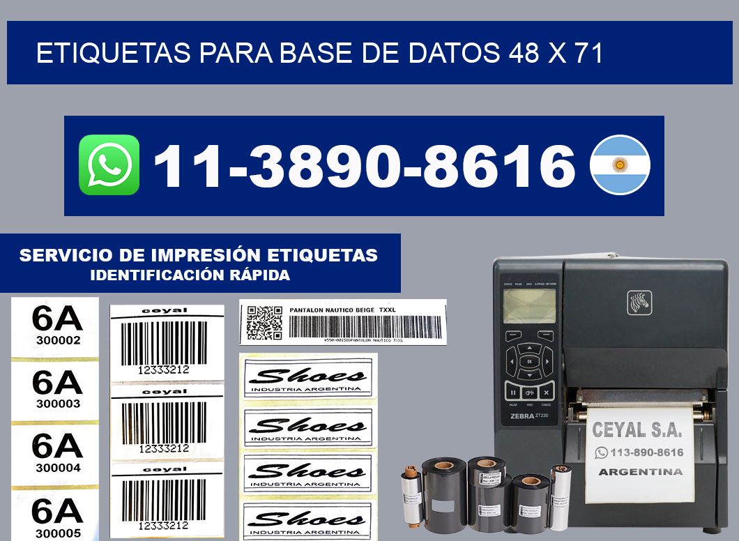 etiquetas para base de datos 48 x 71