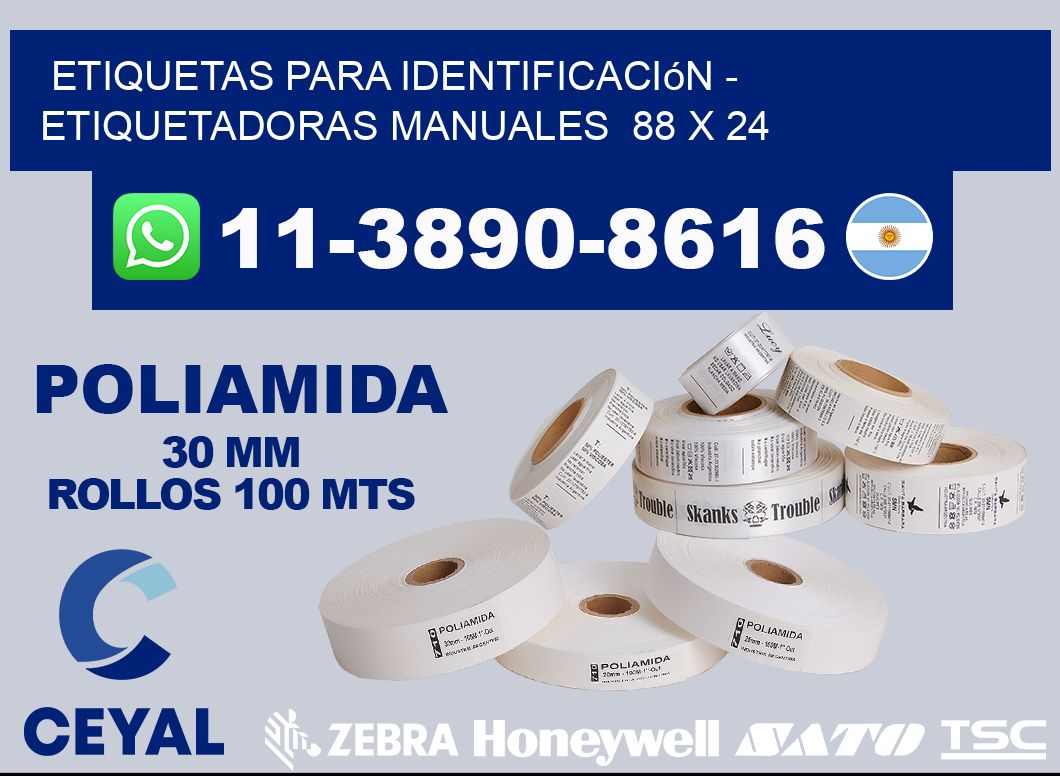 etiquetas para identificación - Etiquetadoras Manuales 88 x 24