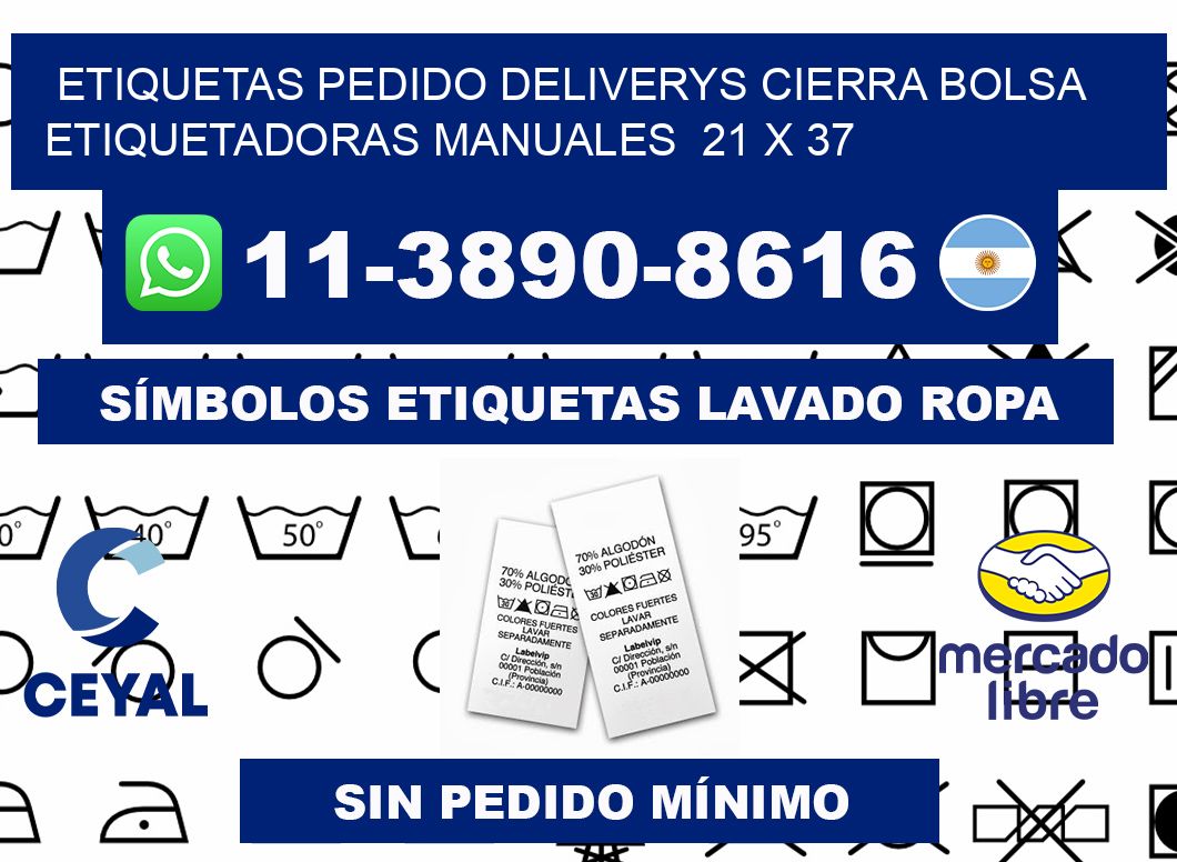 etiquetas pedido deliverys cierra bolsa  Etiquetadoras Manuales  21 x 37