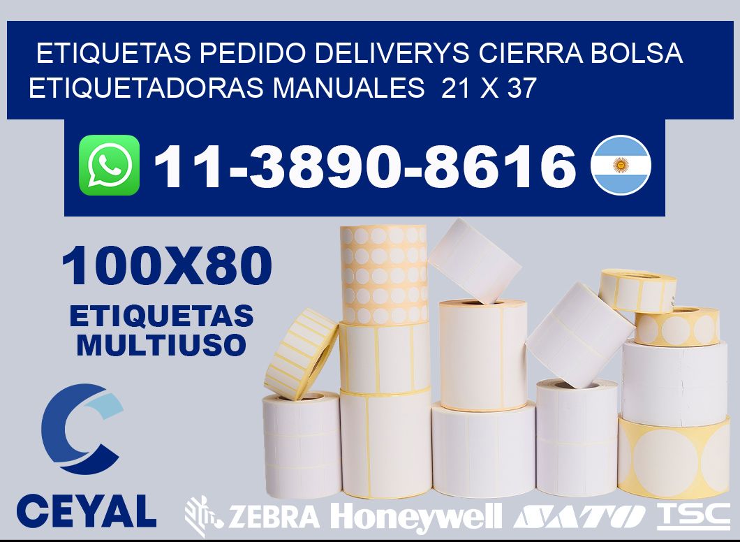 etiquetas pedido deliverys cierra bolsa  Etiquetadoras Manuales  21 x 37