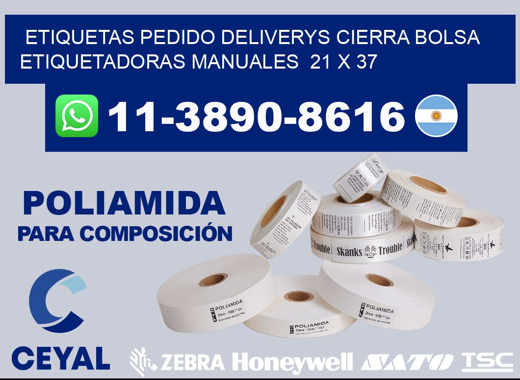 etiquetas pedido deliverys cierra bolsa  Etiquetadoras Manuales  21 x 37