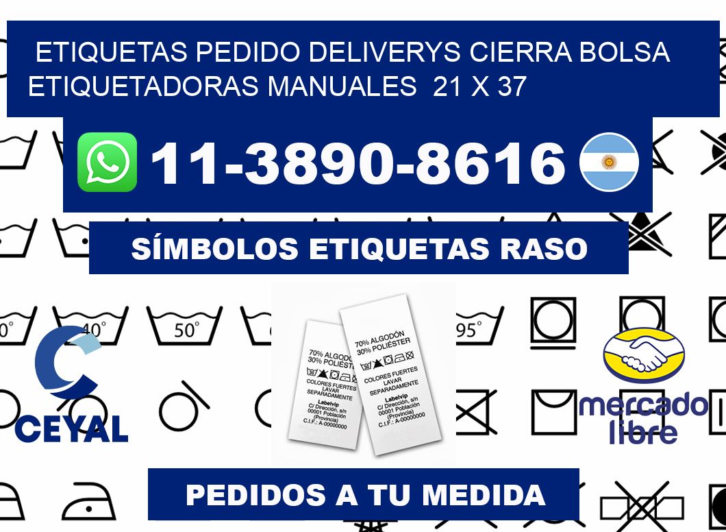 etiquetas pedido deliverys cierra bolsa  Etiquetadoras Manuales  21 x 37