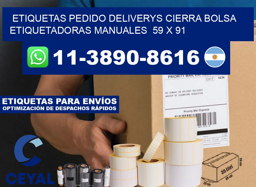 etiquetas pedido deliverys cierra bolsa Etiquetadoras Manuales 59 x 91
