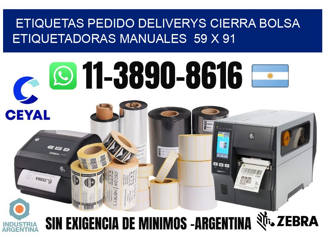 etiquetas pedido deliverys cierra bolsa Etiquetadoras Manuales 59 x 91