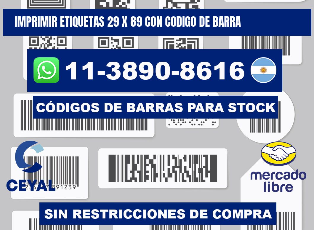 imprimir etiquetas 29 x 89 con codigo de barra