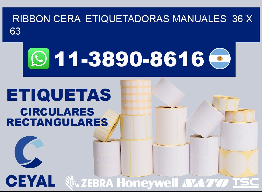 ribbon cera  Etiquetadoras Manuales  36 x 63