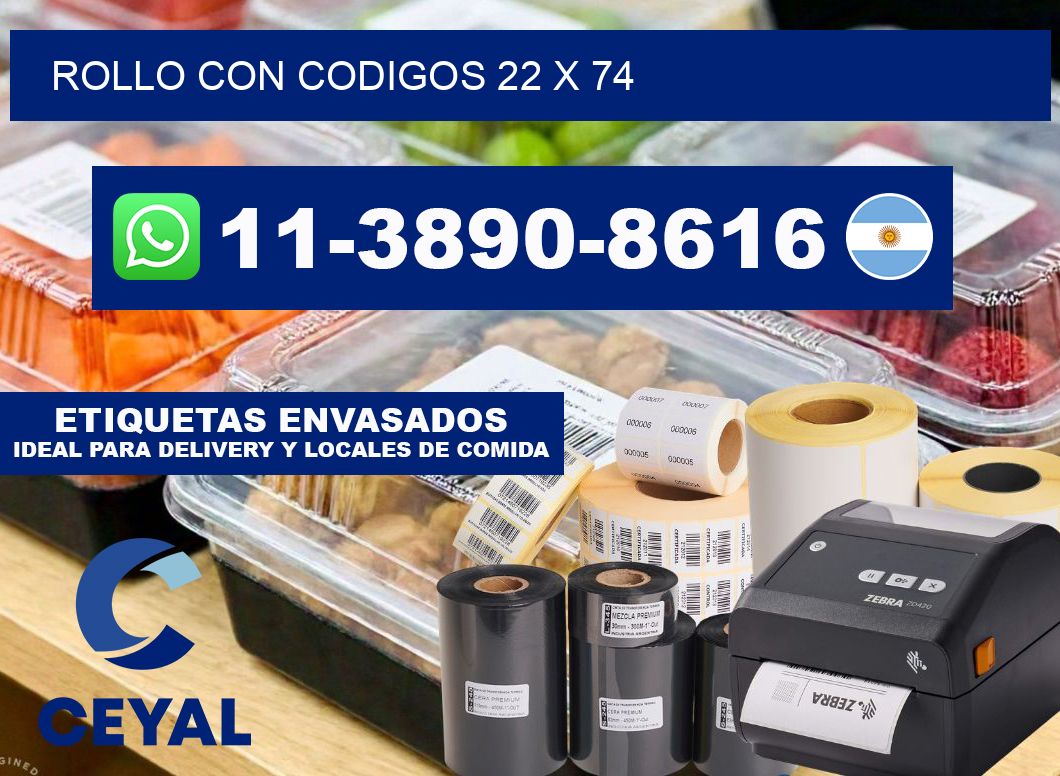 rollo con codigos 22 x 74