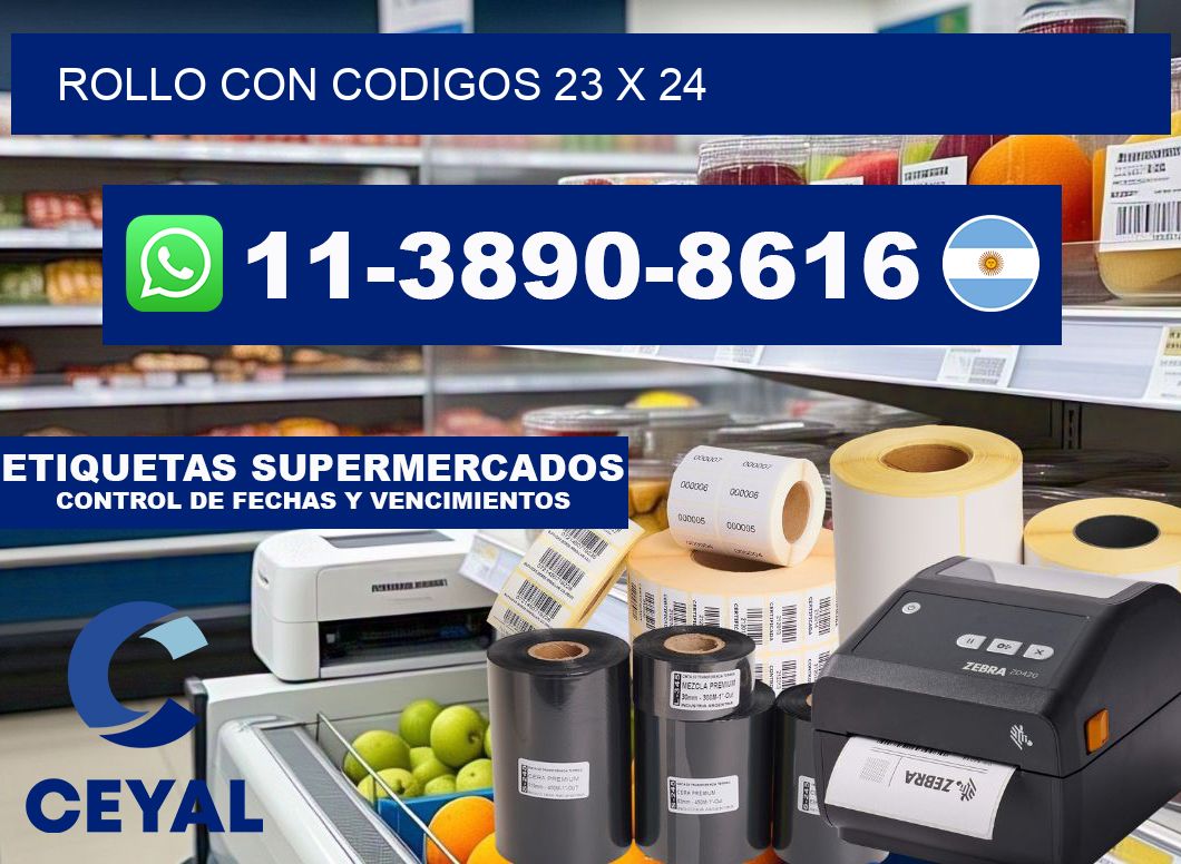 rollo con codigos 23 x 24