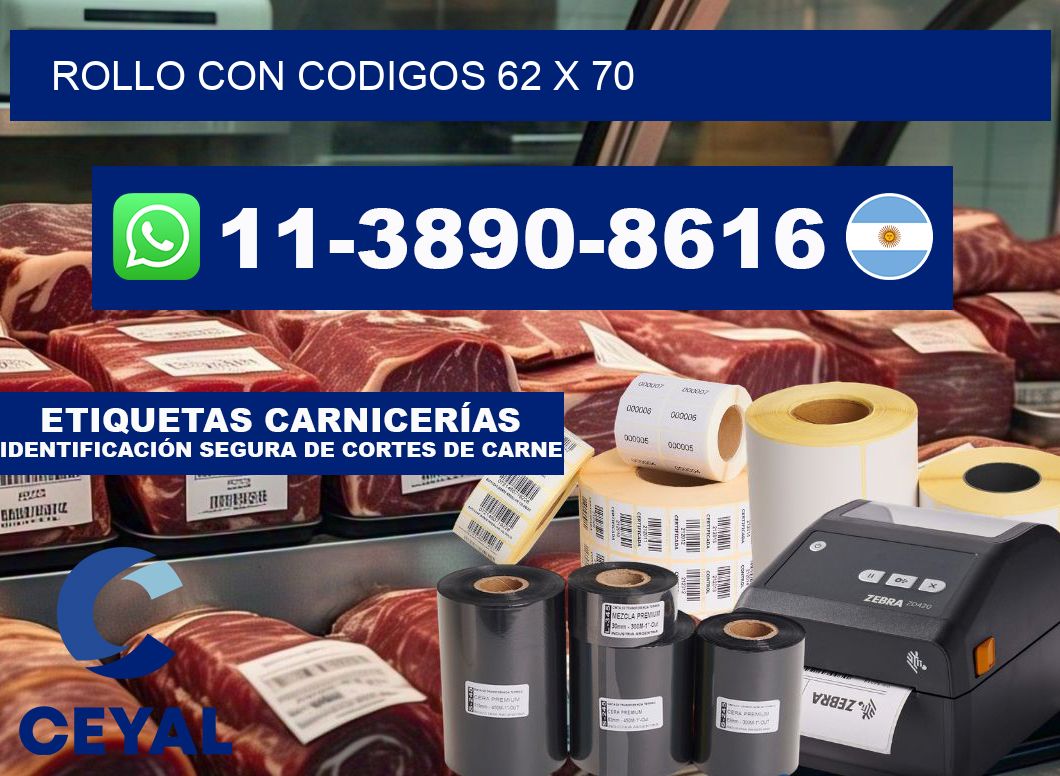 rollo con codigos 62 x 70